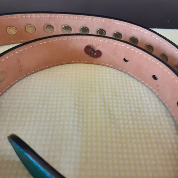 Extremely Rare Blue Stud Limited Edition Exotic Ostrich Skin Leather Belt Jeans - Picture 10 of 13